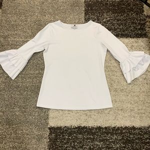 Dainty Jewells white ruffled sleeve layering top